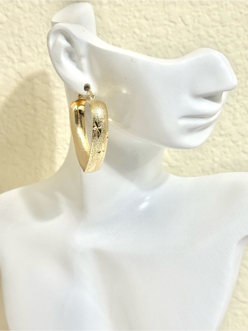 Stainless Steel Gold Plated Heart Hoop Earrings